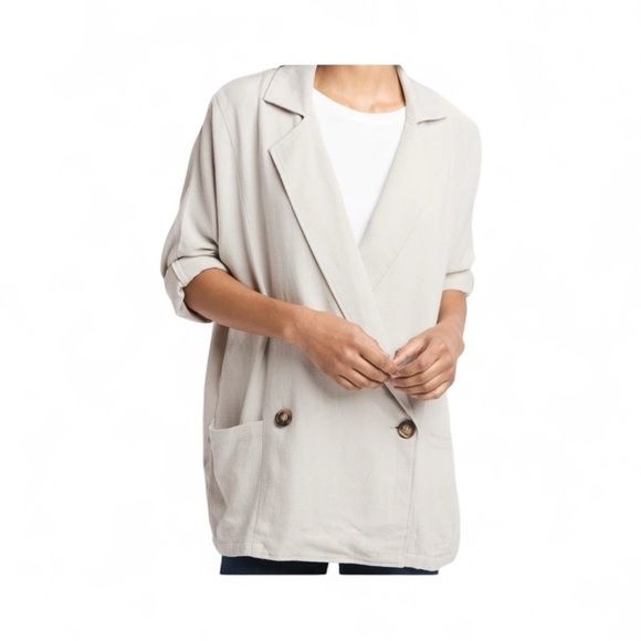 Lolë The Pearse Black Linen Blend Blazer Jacket - Size Medium - Picture 9 of 12